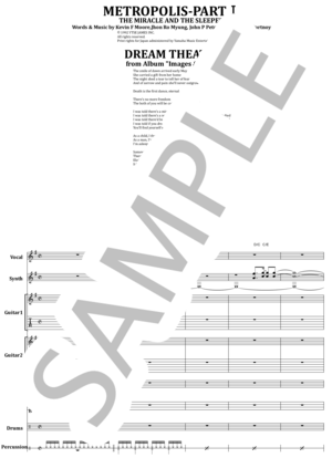 楽譜】DREAM THEATER / METROPOLIS-PARTⅠ:The Miracle and the