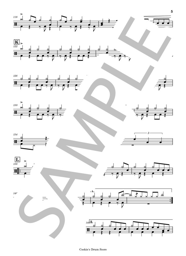 楽譜】シュガーサーフ / おいしくるメロンパン (ドラム / 中級