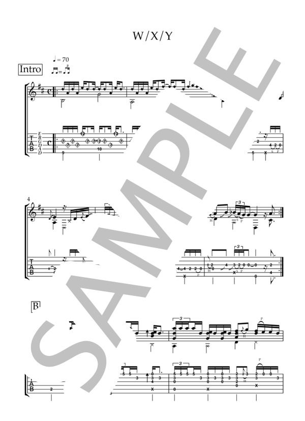 楽譜】W / X / Y / Tani Yuuki (ギターソロ / 中級) - Piascore 楽譜ストア
