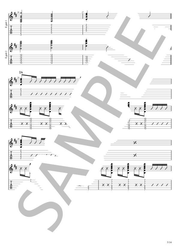 楽譜】デッドマンズチェイス / go!go!vanillas (エレキギター / 中級