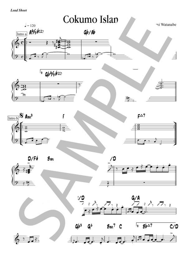 楽譜】Cokomo Island - 渡辺香津美 リードシート、サックス完全コピー