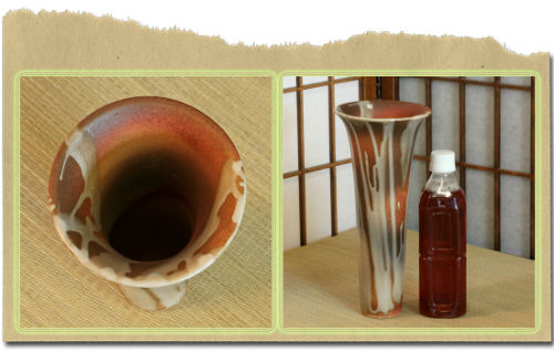 楽天市場】信楽焼 花器 緋色 緑釉 流し スカーレット 生花 池坊 立花