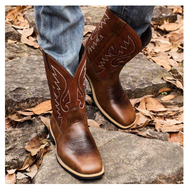 楽天市場】ウエスタンブーツ メンズ フロントスリット 刺繍入り