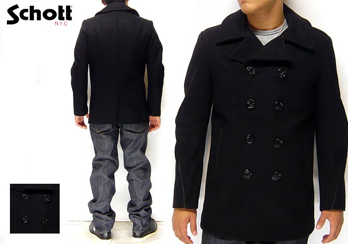 Schott[ショット] 740C2 LEATHER PIPING PEA COAT/レザーパイピング