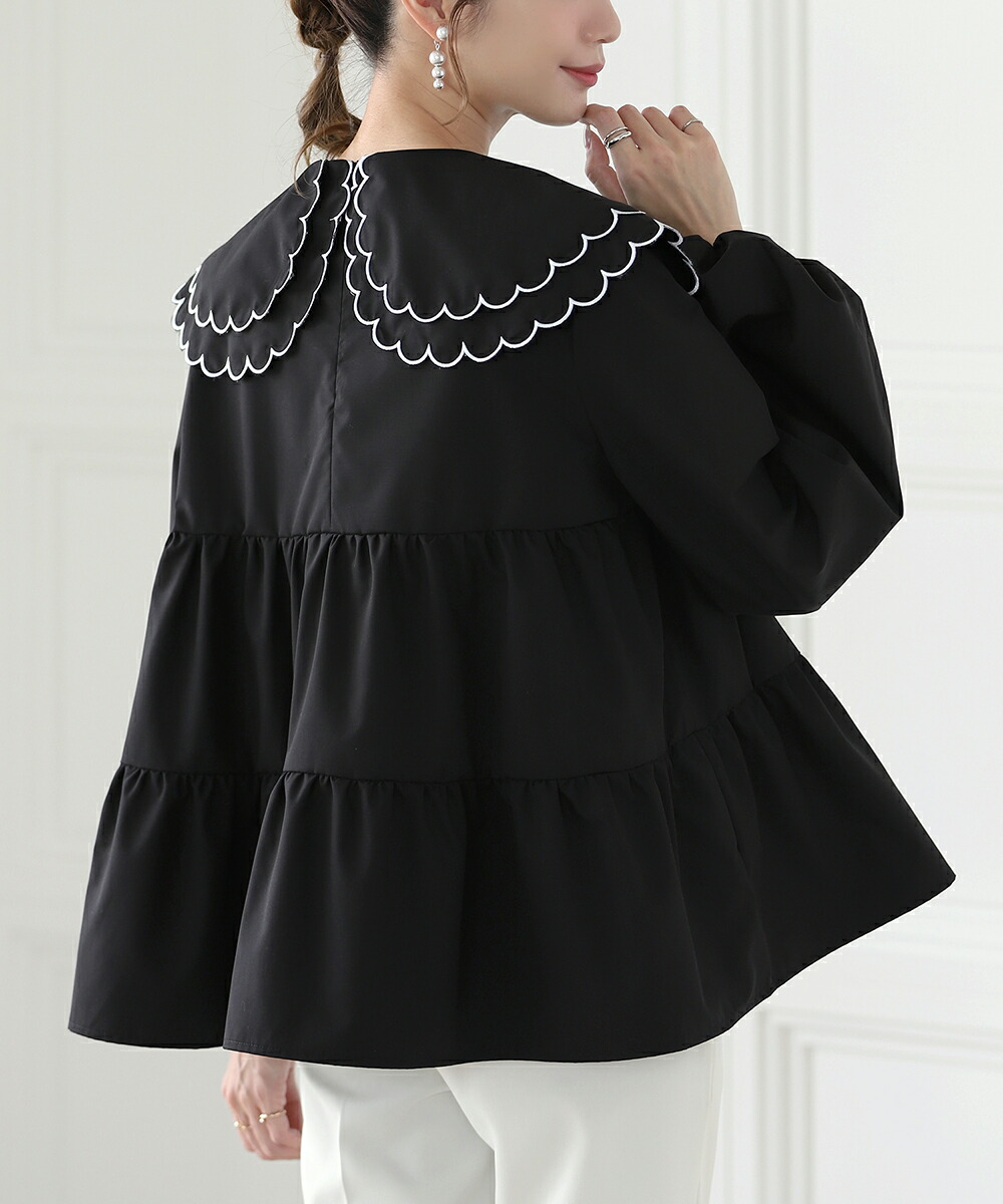 30％OFF【5380円→3766円】□ダブルカラースカラップブラウス ビッグ