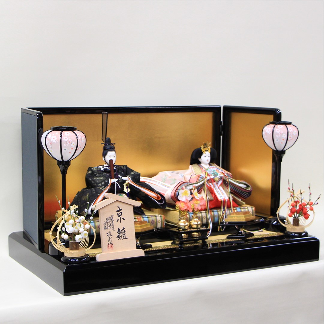 安藤桂甫作 京雛 十一番 上雅印 N0.3-2 親王飾り （三曲金屏風平飾り