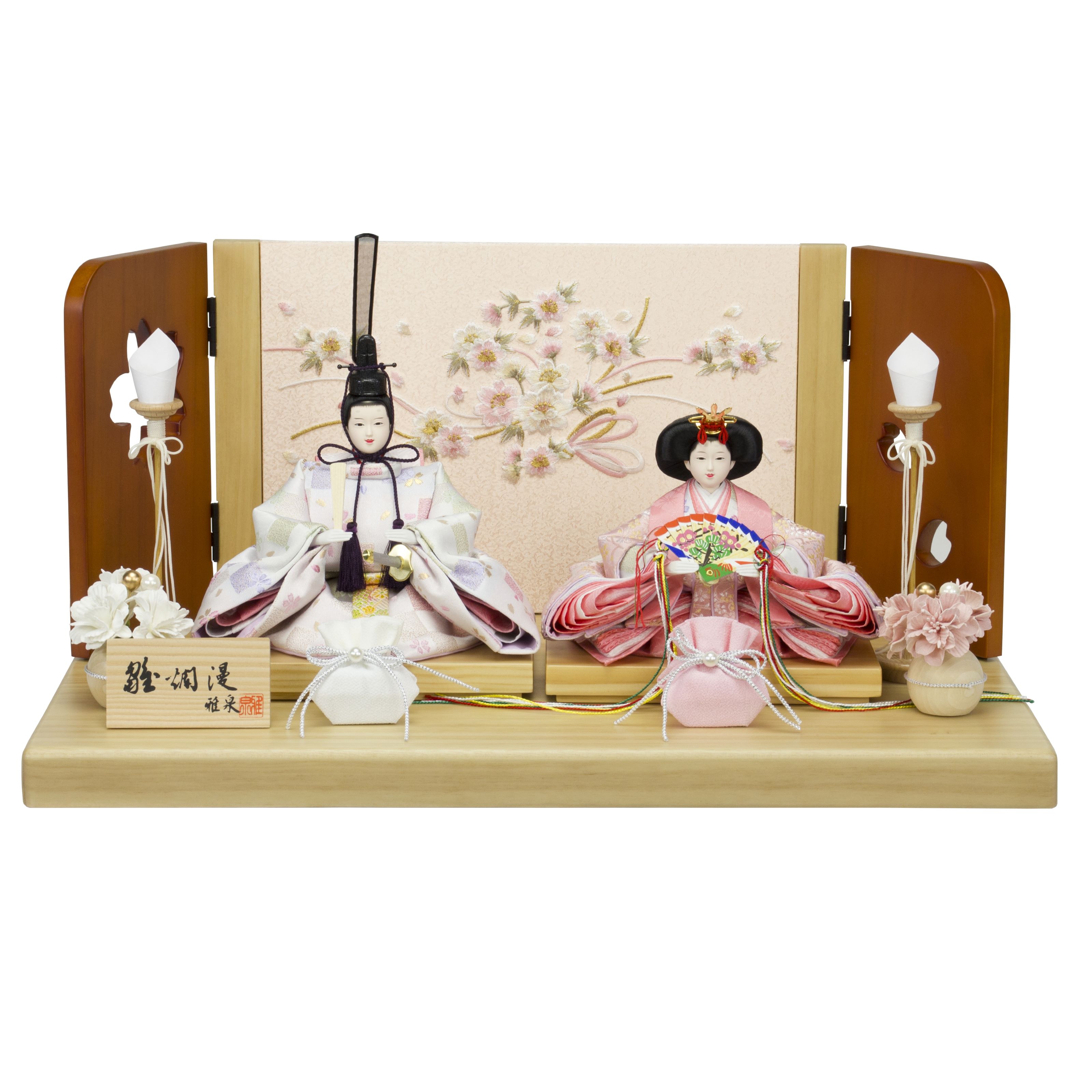 送料無料】雛人形 親王飾り 二人飾り 衣装着 芥子親王飾り 三曲塗桐桜