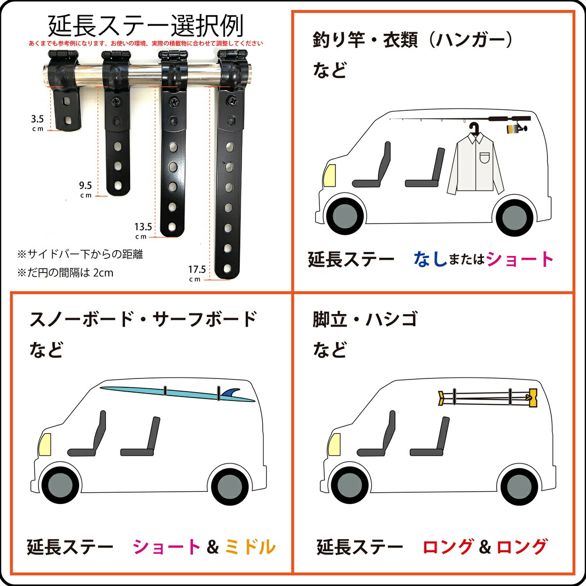 ハイゼット/アトレー(700系) サイドバー&スライドバー2本セット