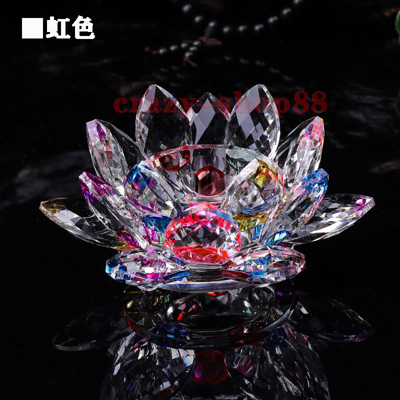 楽天市場】【全品P10倍☆1/9-1/16】蓮の花 置物 虹色 クリスタルガラス
