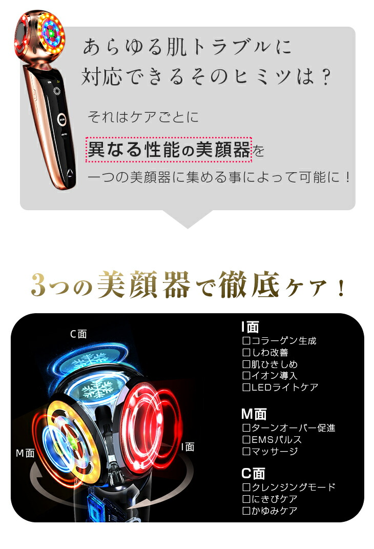 SNSで話題@oyutannさん愛用！】日本初上陸！3面使える美顔器！ 3D回転