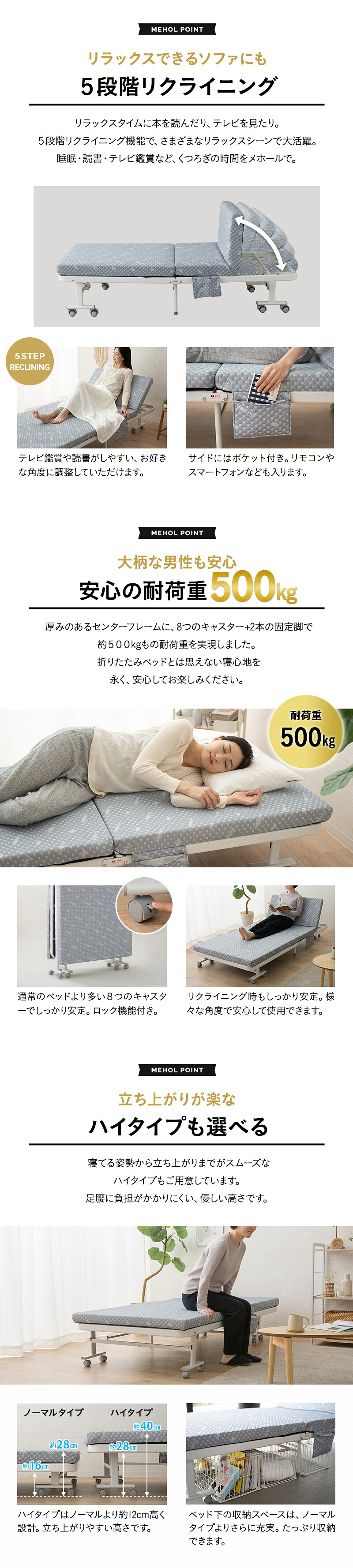 楽天市場】折りたたみベッド シングル 組立不要 完成品 マットレス付