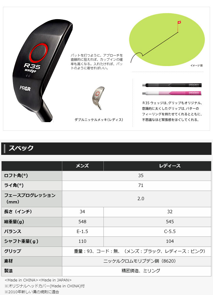 楽天市場】プロギア R35 ウェッジ チッパー シャフト：オリジナル PRGR