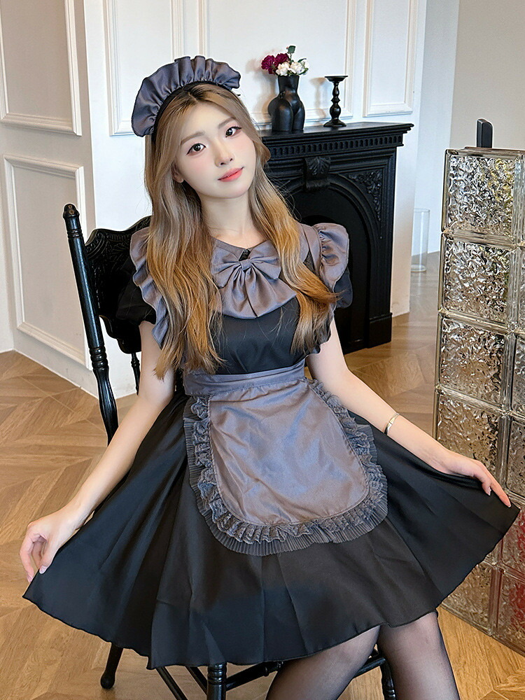 楽天市場】グレー ハロウィン メイド コスプレ ロリータ 衣装 メイド服