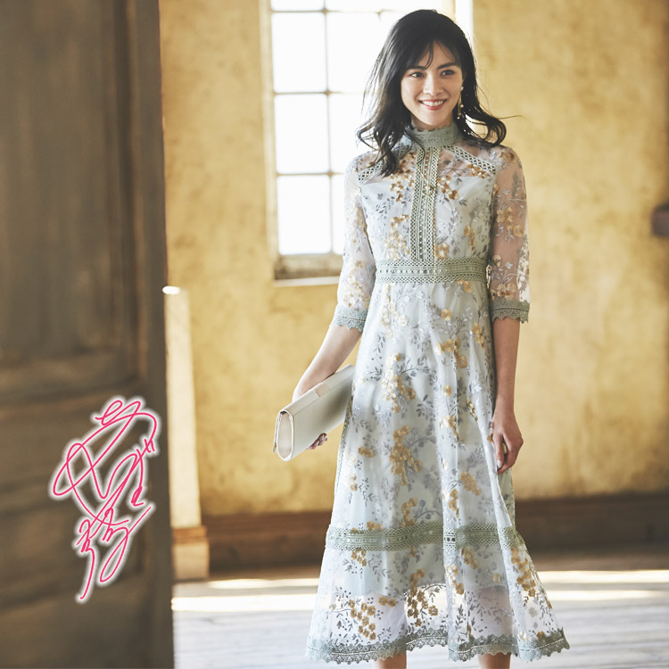 フラワー刺繍レースワンピース「U716」-RUIRUE BOUTIQUE