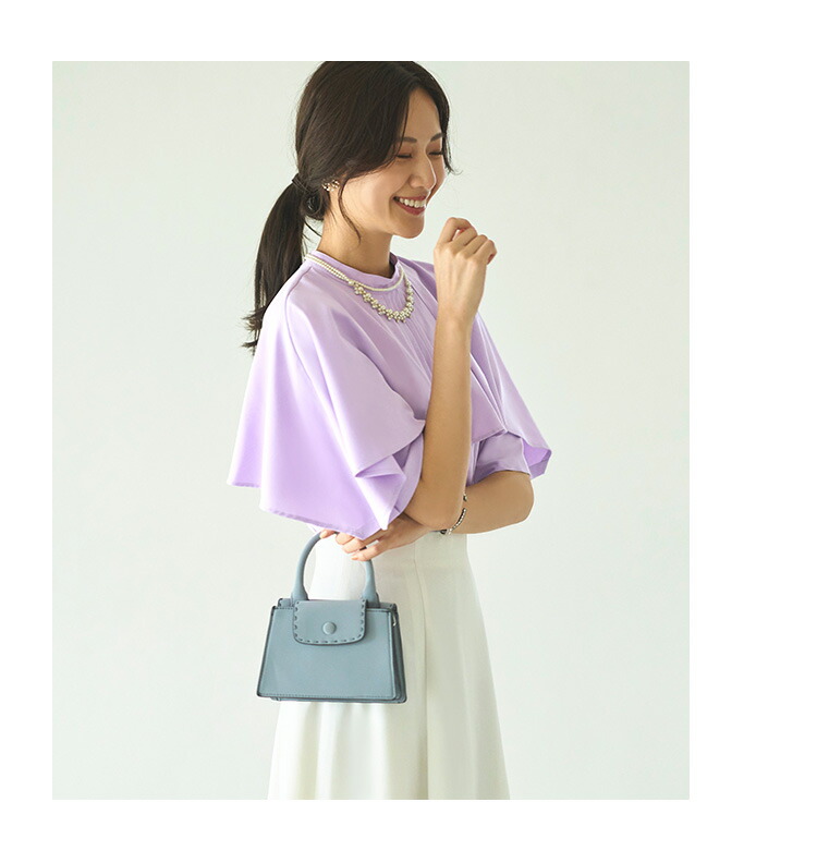 ピンタックケープスタンドカラーブラウス「T1119」-RUIRUE BOUTIQUE