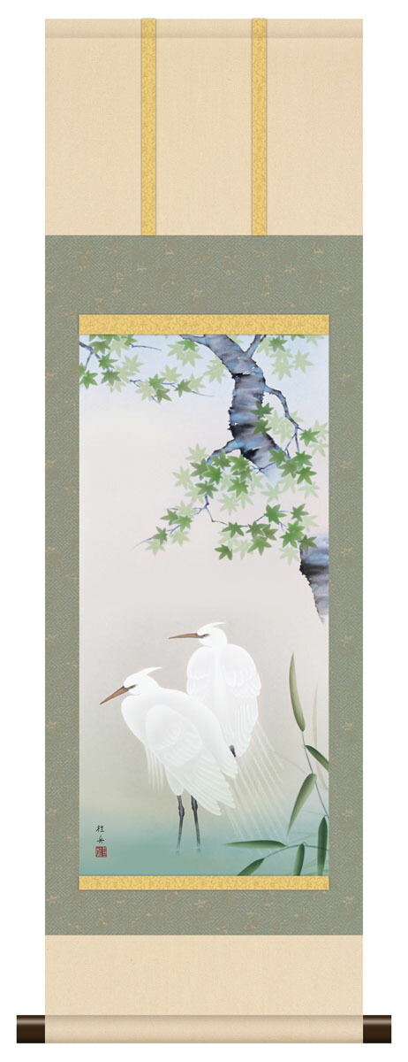 楽天市場】10年保証 掛け軸 ミニ掛け軸 和風 花鳥画 名鳥 白鷺 吉井蘭