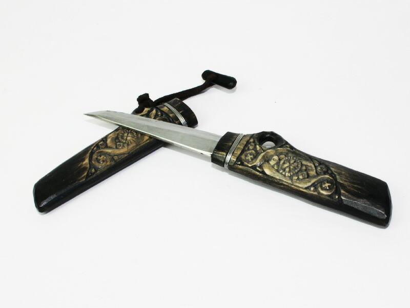 楽天市場】アイヌ文様 木彫りマキリ小 小刀 アウトドア フィッシング