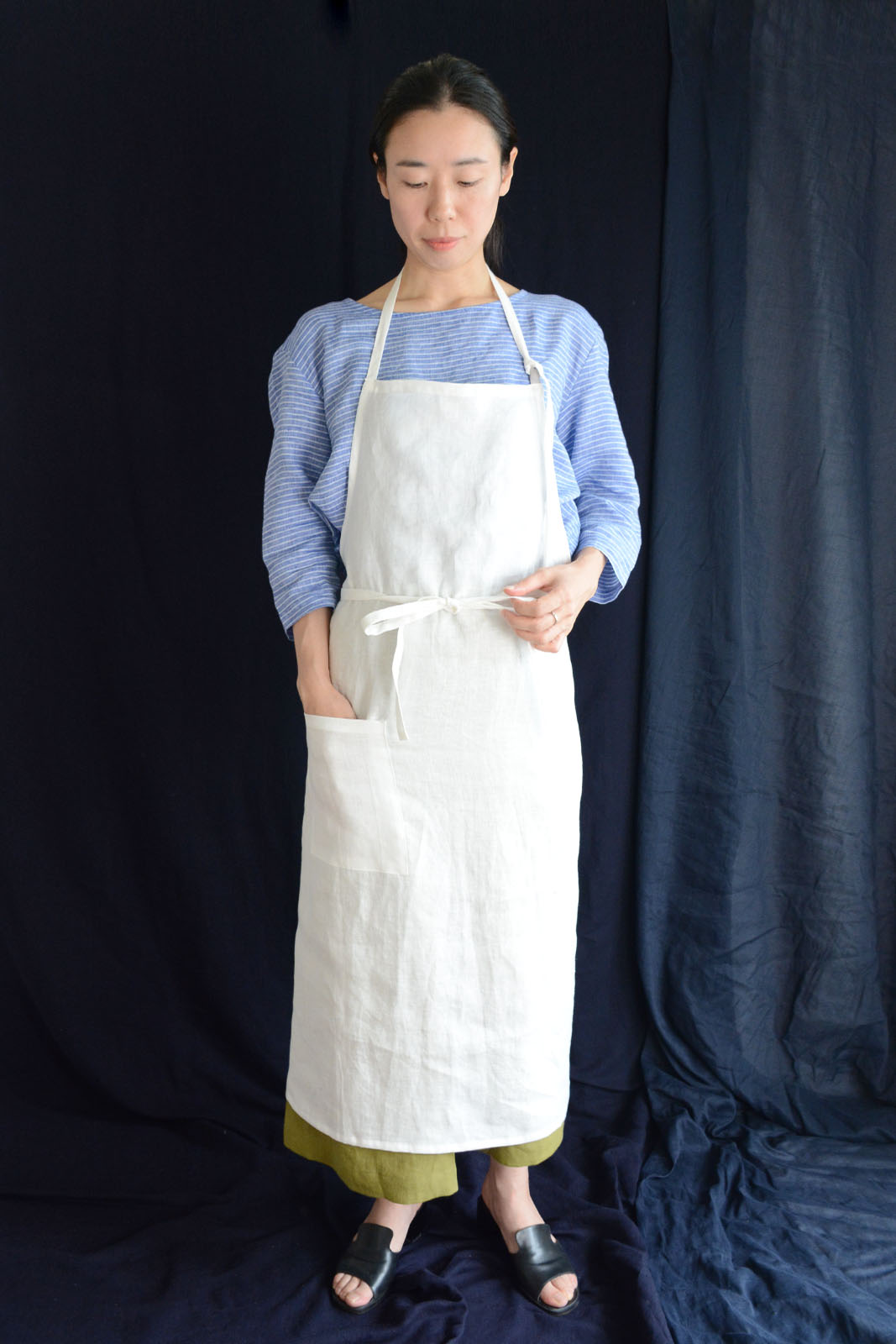楽天市場】SWARM リネンエプロン ロングエプロン レディース オール