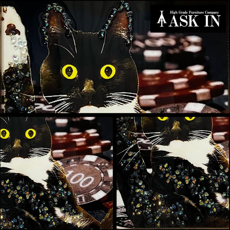 楽天市場】クリスタルアート 水晶 35x45cm 黒猫 cat ねこ 動物 街