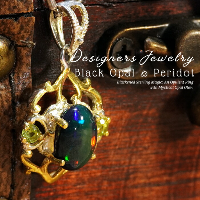 楽天市場】天然 ブラックオパール ペリドット ネックレス オパール