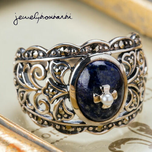 楽天市場】碌山 天然 ラピスラズリ ケシパール アンティーク リング