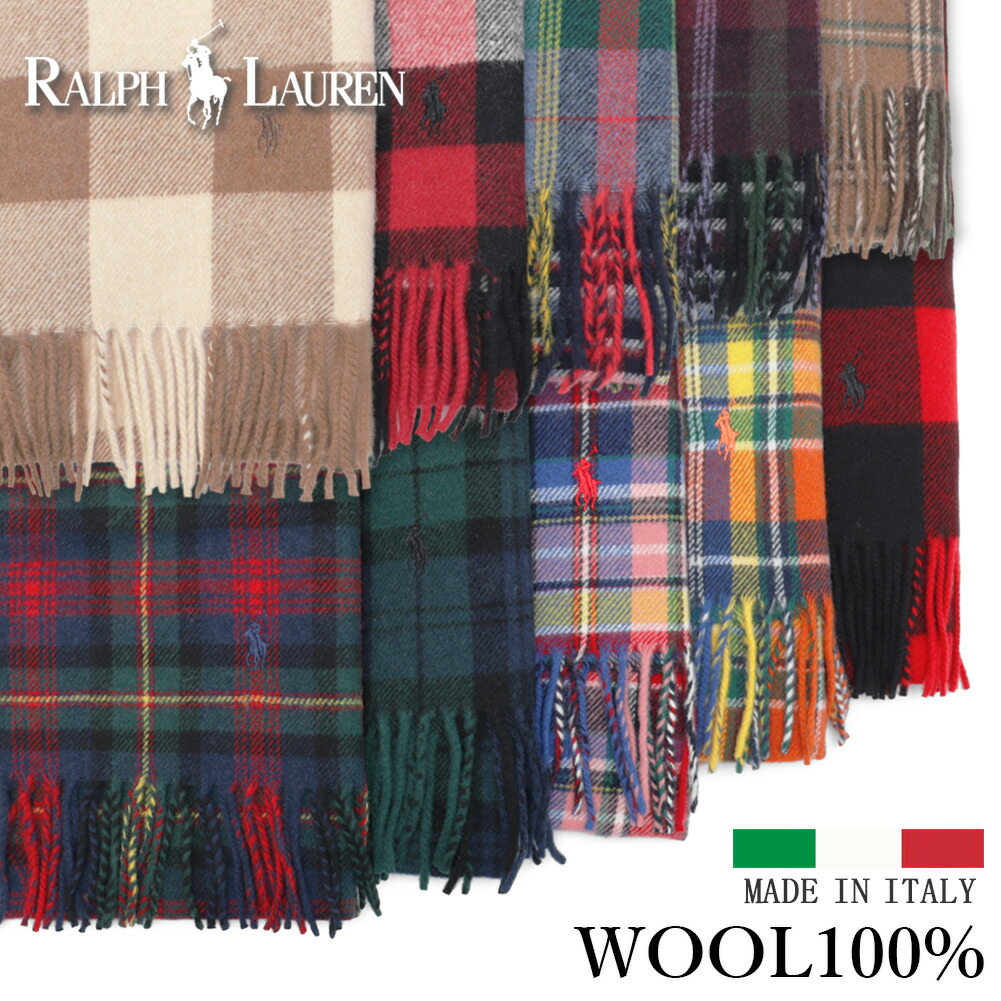 楽天市場】ポロ ラルフローレン マフラー チェック ウール100
