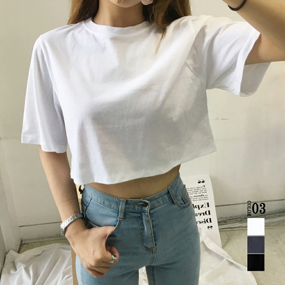 楽天市場】へそ出し Tシャツ レディース 半袖 ショート丈 夏トップス