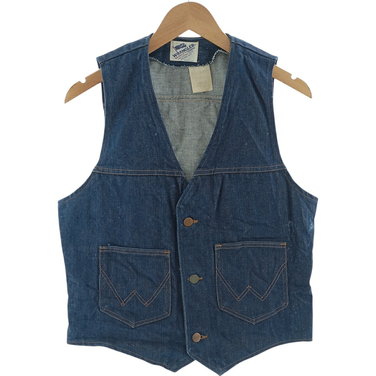 古着 80年代 ラングラー Wrangler フラッグ白タグ デニムベスト USA製