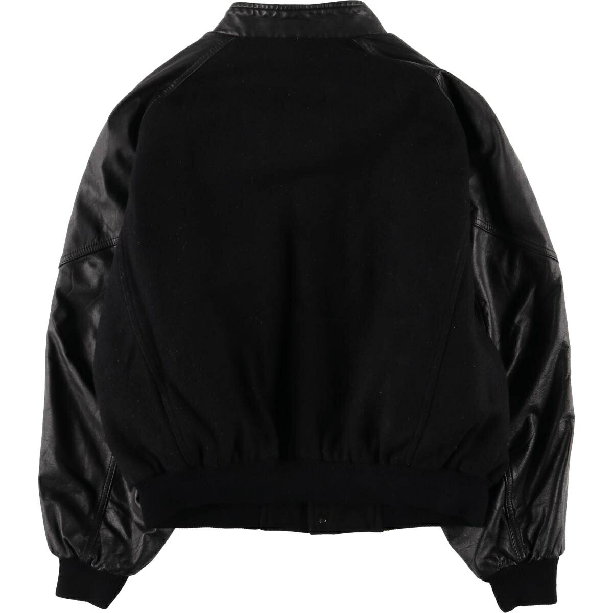 古着 90年代 PEERLESS GARMENTS 中綿入り 袖革ウールボタンスタジャン