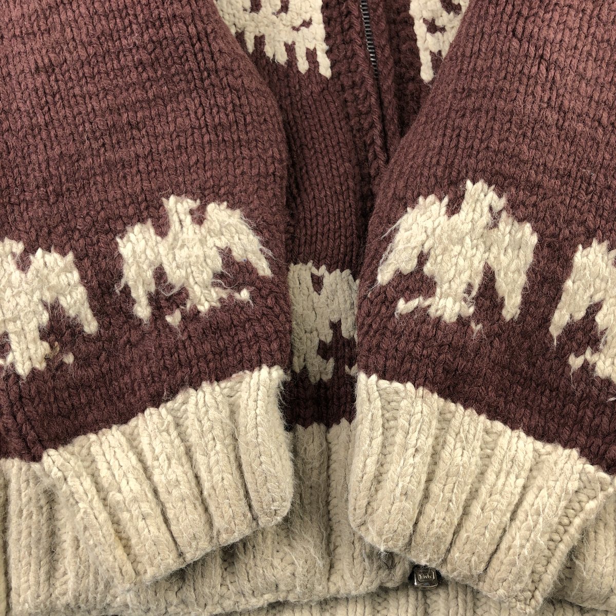 古着 サンダーバード柄 カウチンセーター メンズL相当 ヴィンテージ