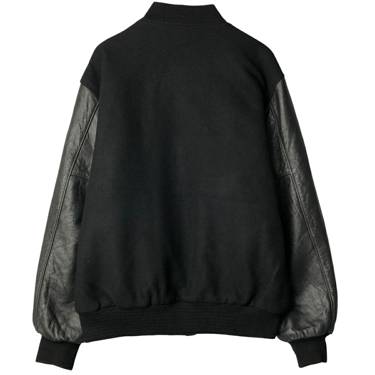 古着 90年代 NEW LANDER 中綿入り 袖革ウールボタンスタジャン バー