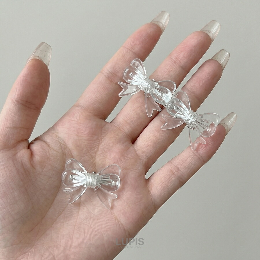 クリアリボンミニヘアクリップ - ヘアアクセサリーを激安で通販販売