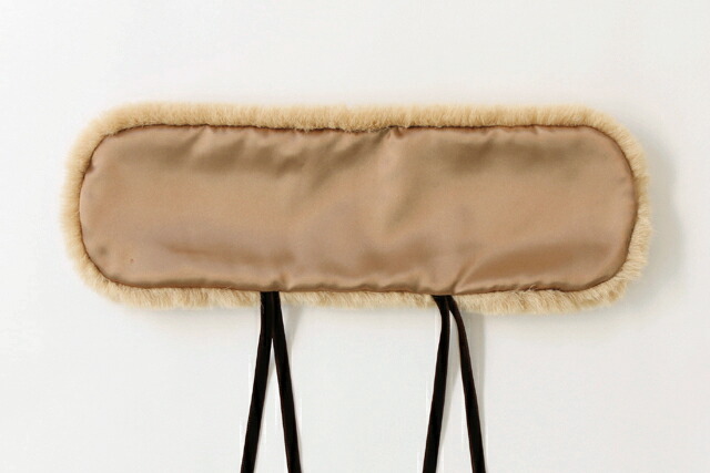 ファーふた付きくるみ籠(網代編み/横長/中サイズ/柿渋染ふた・内布