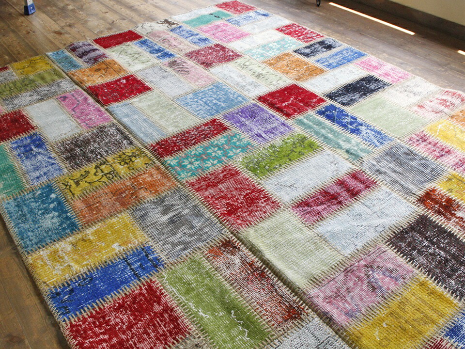 楽天市場】リサイクル・パッチワークラグ細かなパネル/アナトリア