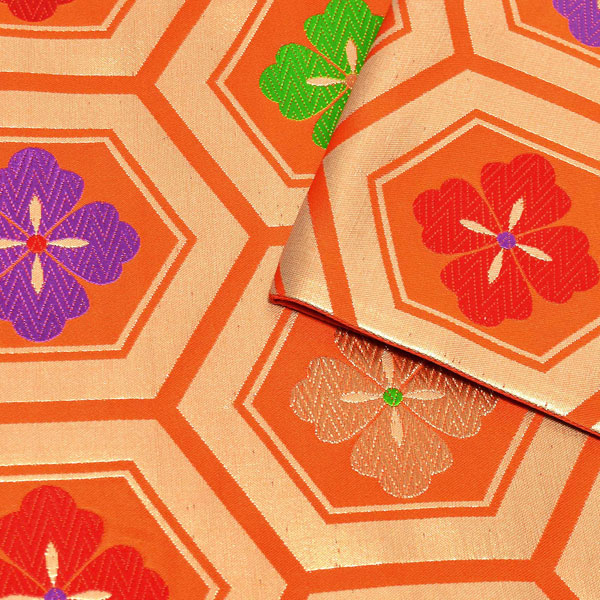 楽天市場】七五三 帯 7歳用 正絹袋帯 「朱色 亀甲花菱文」 未仕立て