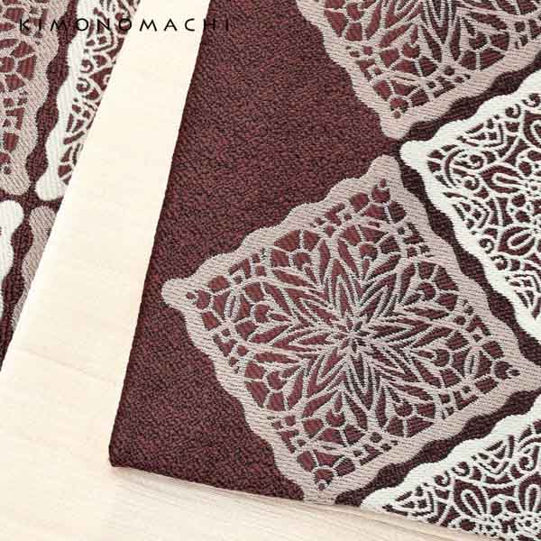 京袋帯 単品 数量限定 KIMONOMACHI オリジナル「焦茶色 スクエアレース