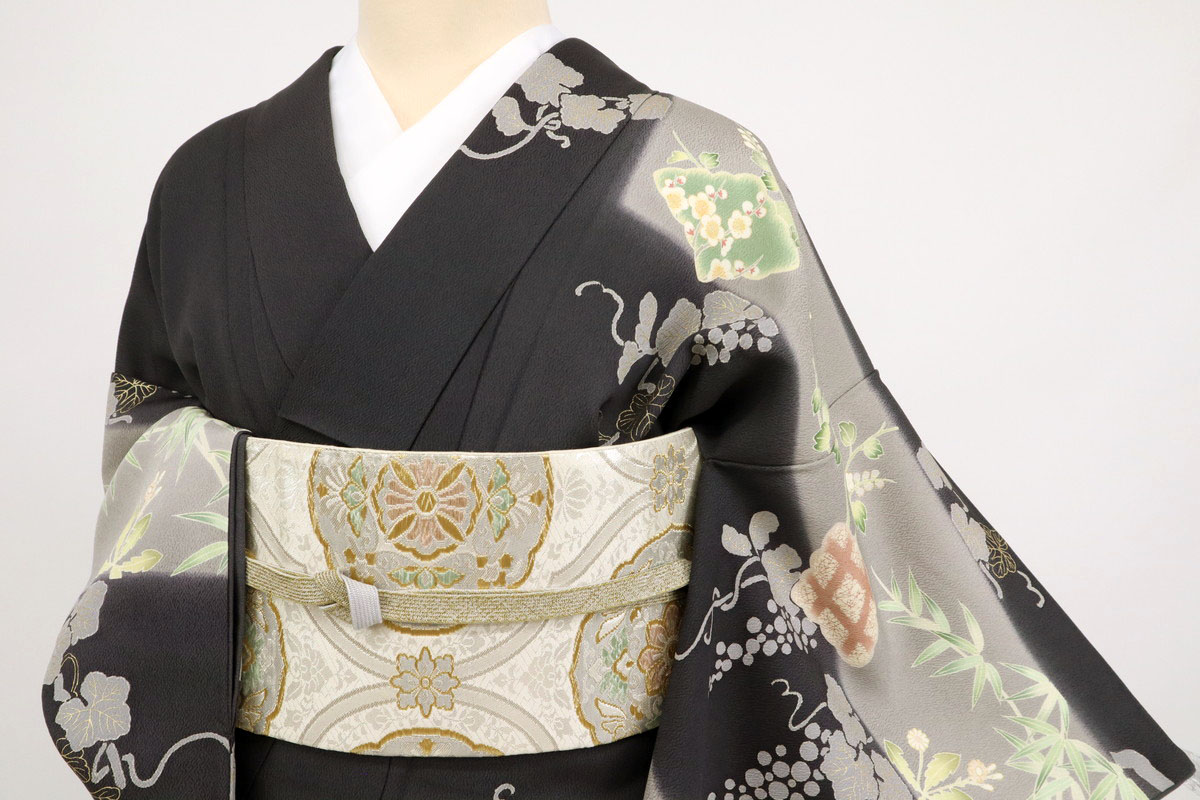 楽天市場】【中古】豪華枝垂れる蔦葡萄に吉祥の花々模様訪問着