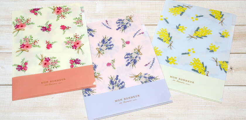 楽天市場】3ポケットクリアファイルA4 カレン (ミモザ/アネモネ