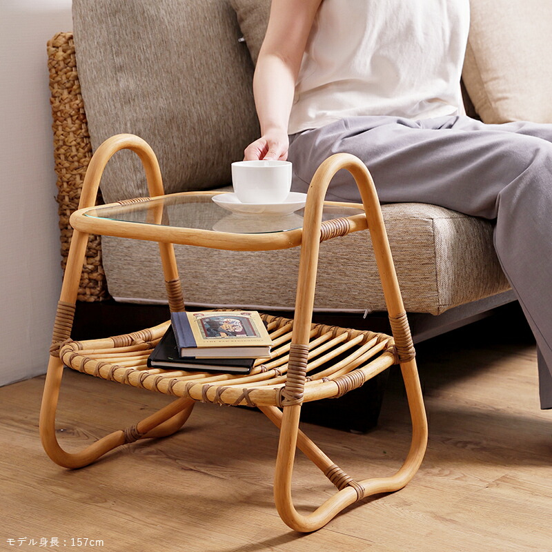 アジア家具 ラタンテーブル 籐製 サイドテーブル 籐家具 ナイト