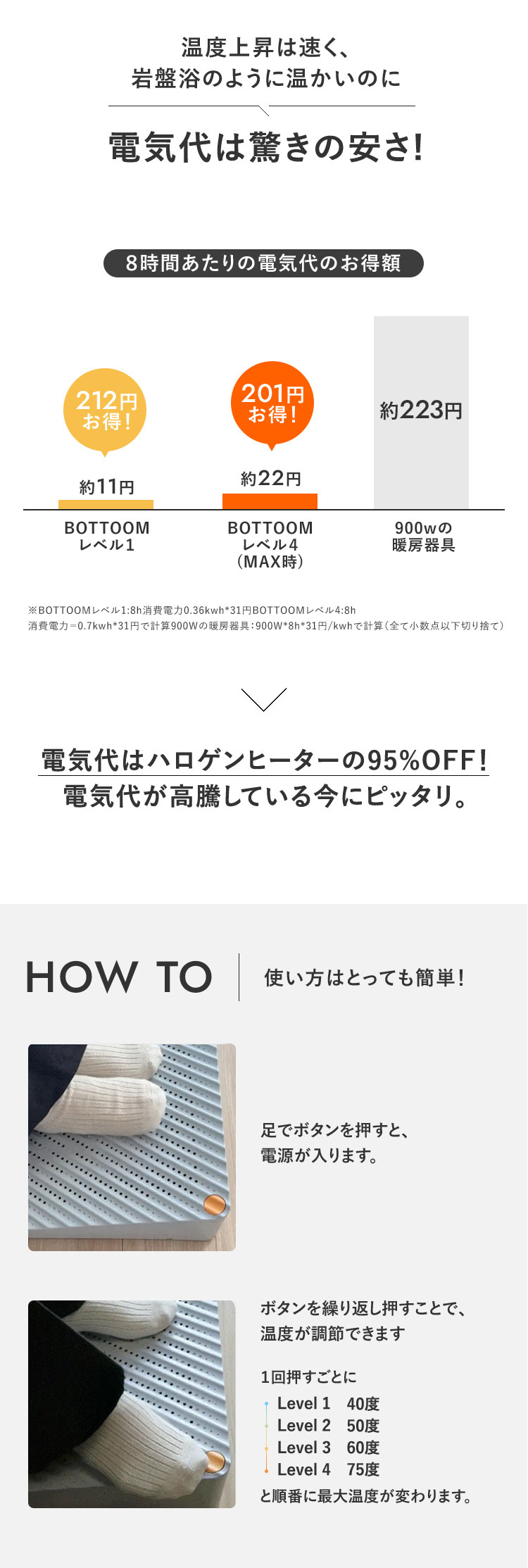 楽天市場】BOTTOOM 足もと岩盤浴 足元ヒーター フットヒーター 冷え性