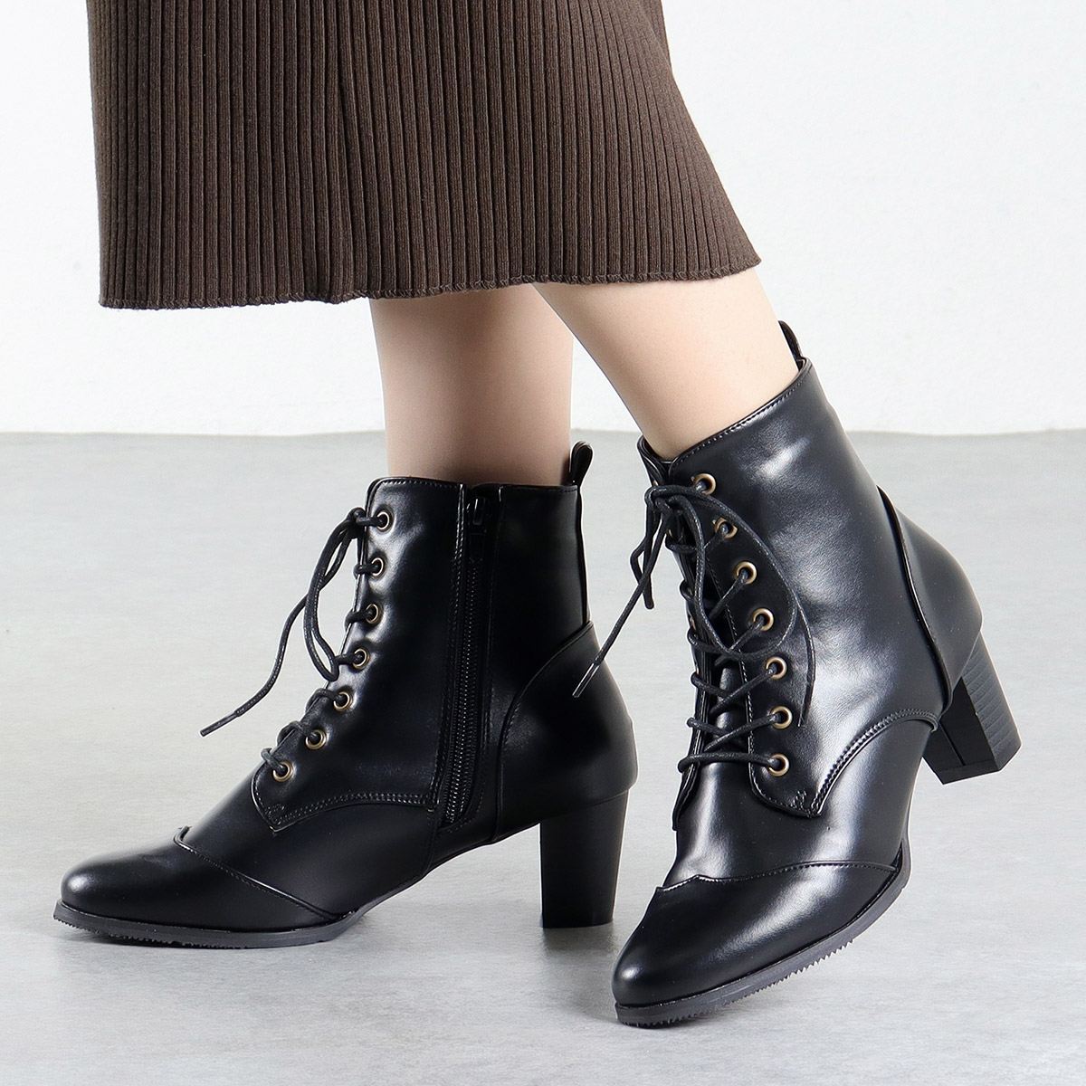 楽天市場】ブーツ レディース ショート レースアップ ポインテッドトゥ