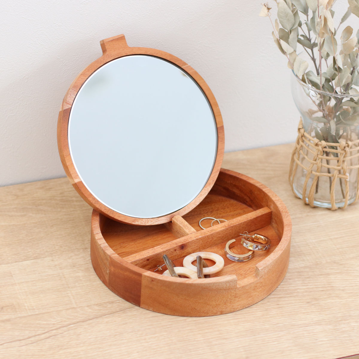 楽天市場】ナインマーケ マホガニー ラウンドミラーケース 小物収納