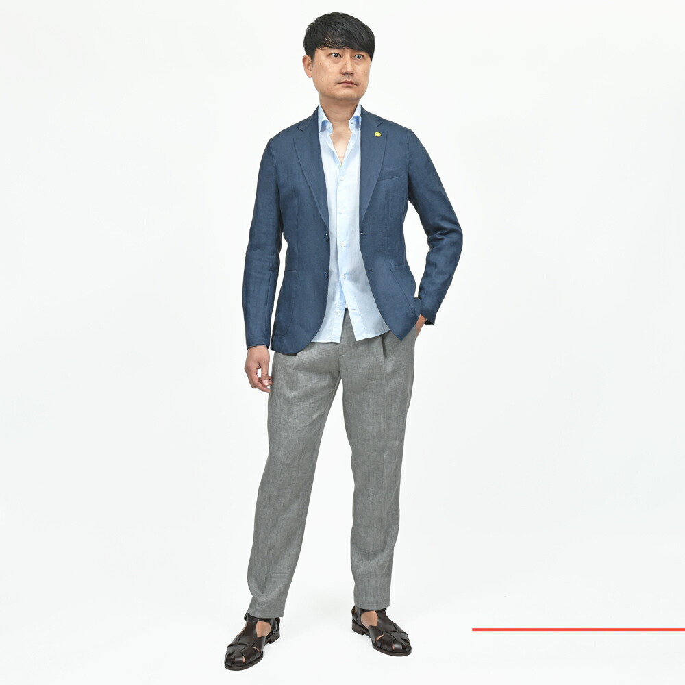 Giannetto（ジャンネット）リネンソリッド2Bシャツジャケット CORALLO