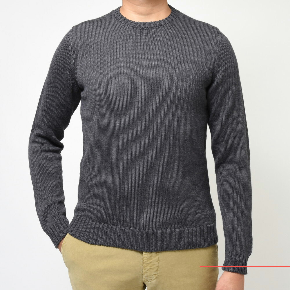 ZANONE（ザノーネ）5ゲージウールソリッドクルーネックニット GIRO
