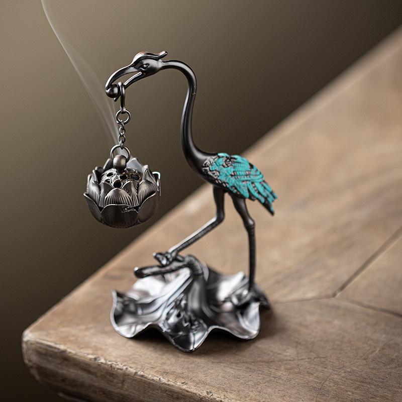 楽天市場】香炉 鶴 ミニ 陶器製 室内用 家庭用 渦巻き型線香用 香立て