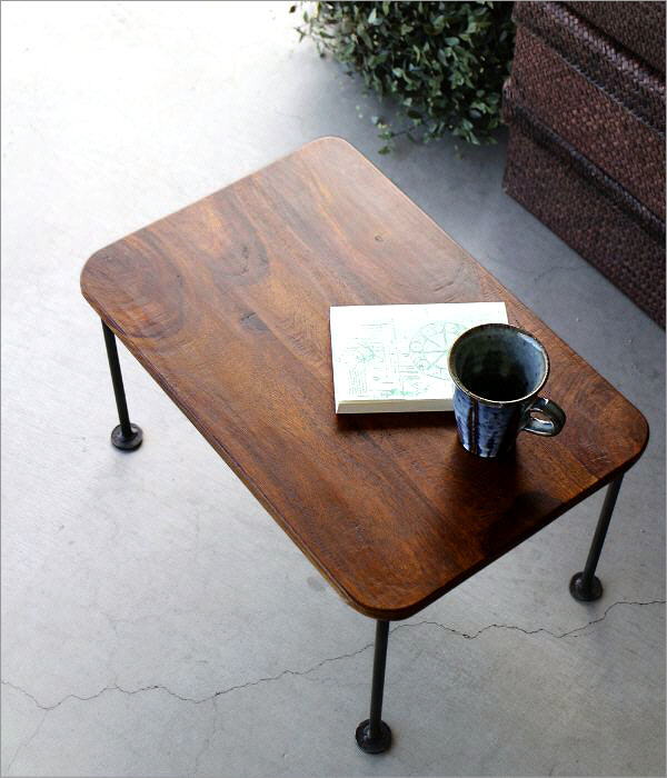 楽天市場】ローテーブル ミニテーブル 木製 無垢 アイアン おしゃれ 幅