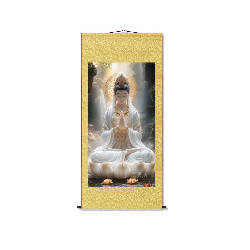 楽天市場】観音菩薩 掛け軸 絵画 レトロ 古風 和風 インテリア 蓮華