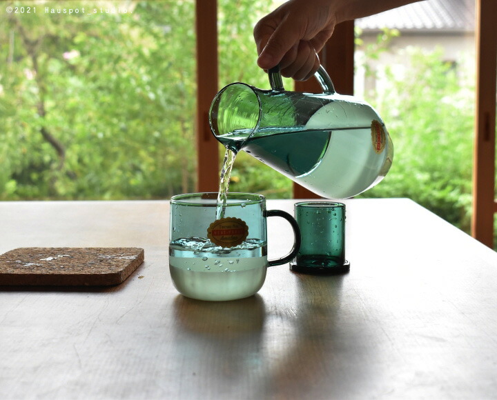ガラス ピッチャー 耐熱ガラス レトロ｜ツートンガラスカラフェ