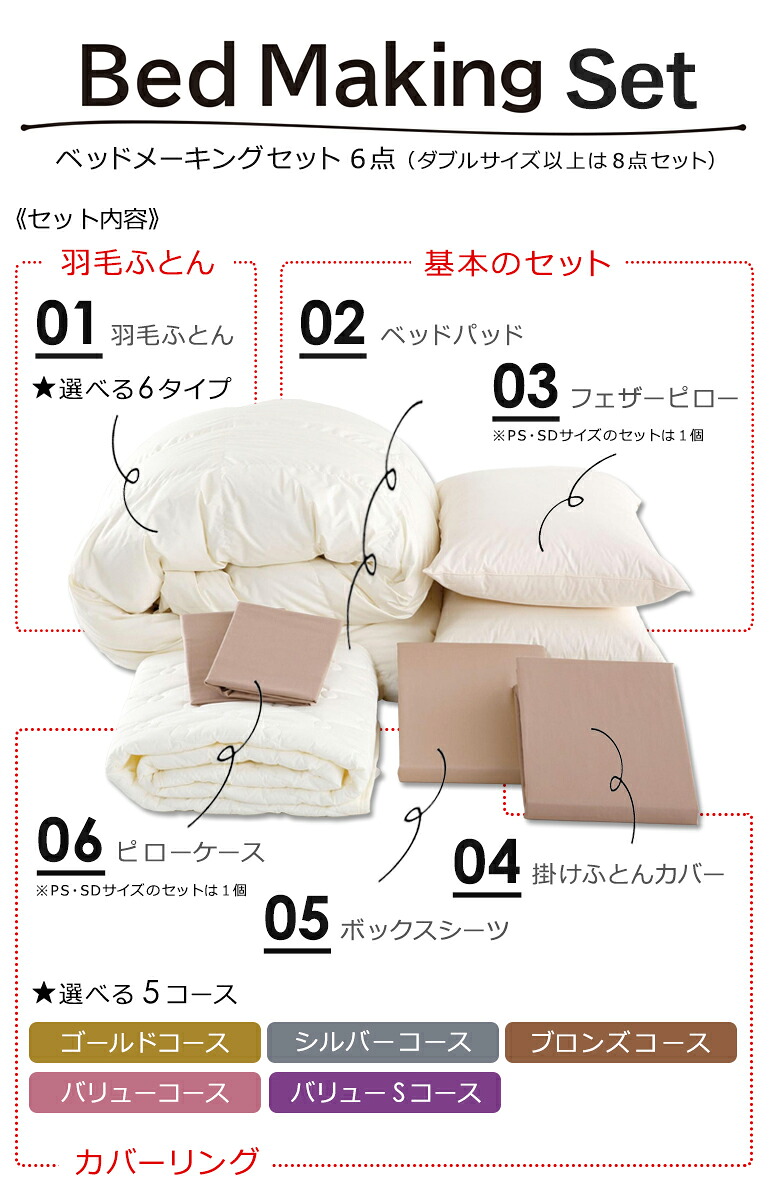 楽天市場】【セミダブル】【正規販売店】ドリームベッド 羽毛布団 6点