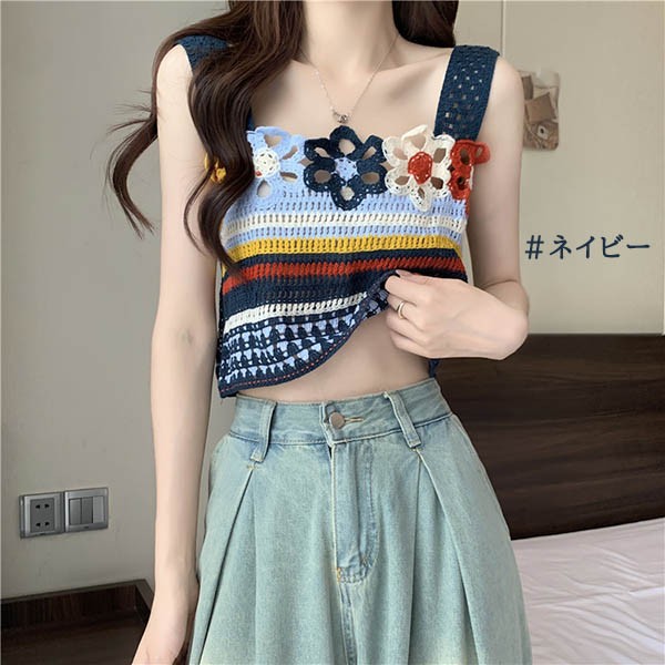 楽天市場】クロシェ編み タンクトップ ニット サマーニット